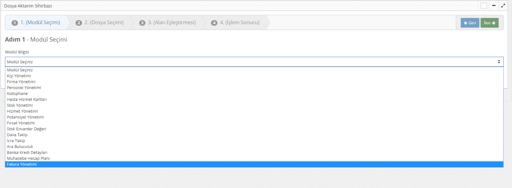 Excelle fatura aktarmak